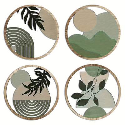 4PC Bohemian Wooden Wall Art Decor, Hollow Rustic